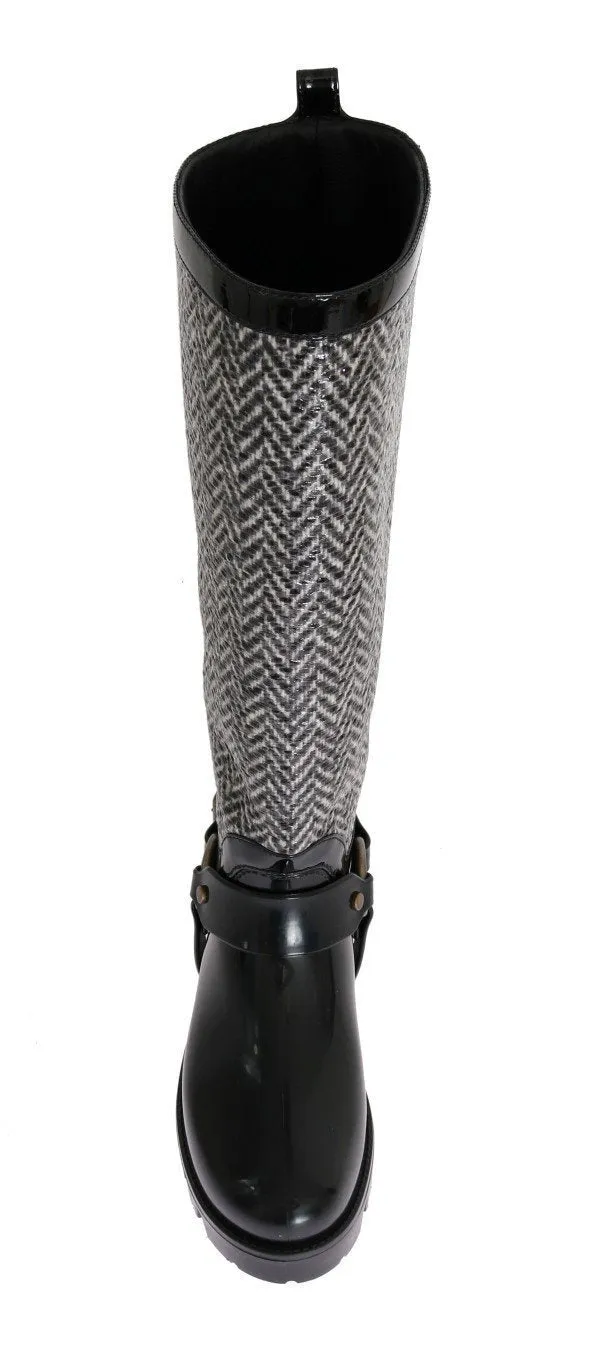 Black White Chevron Rubber Boots