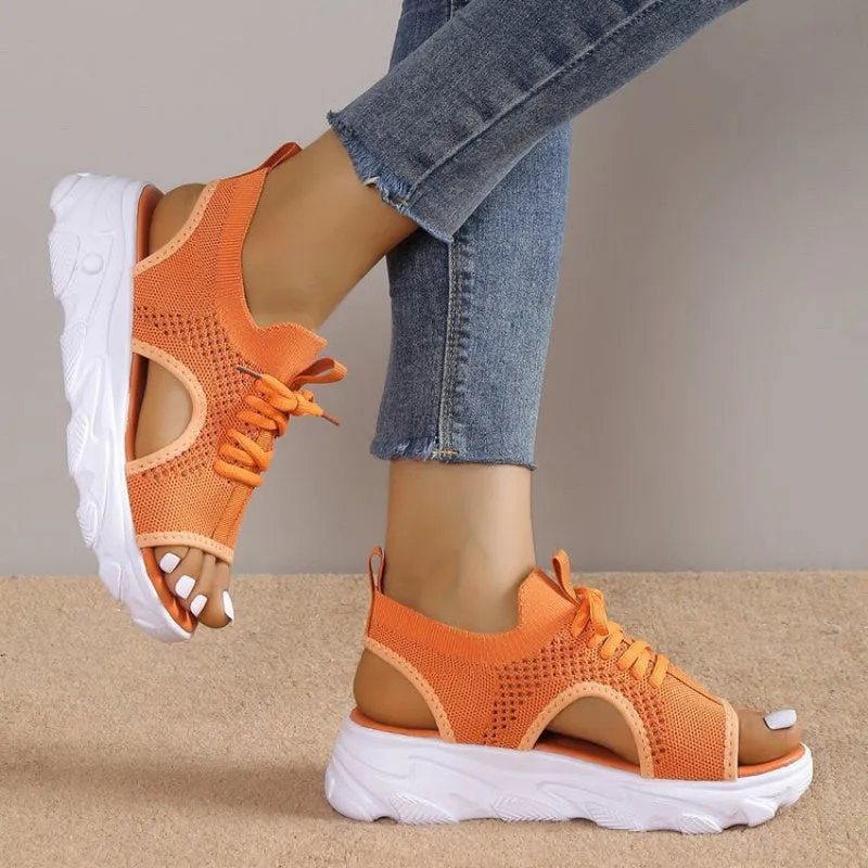Casual Bandage Hollowed Out Patchwork Fish Mouth Comfortable Out Door Shoes(4 Colors)