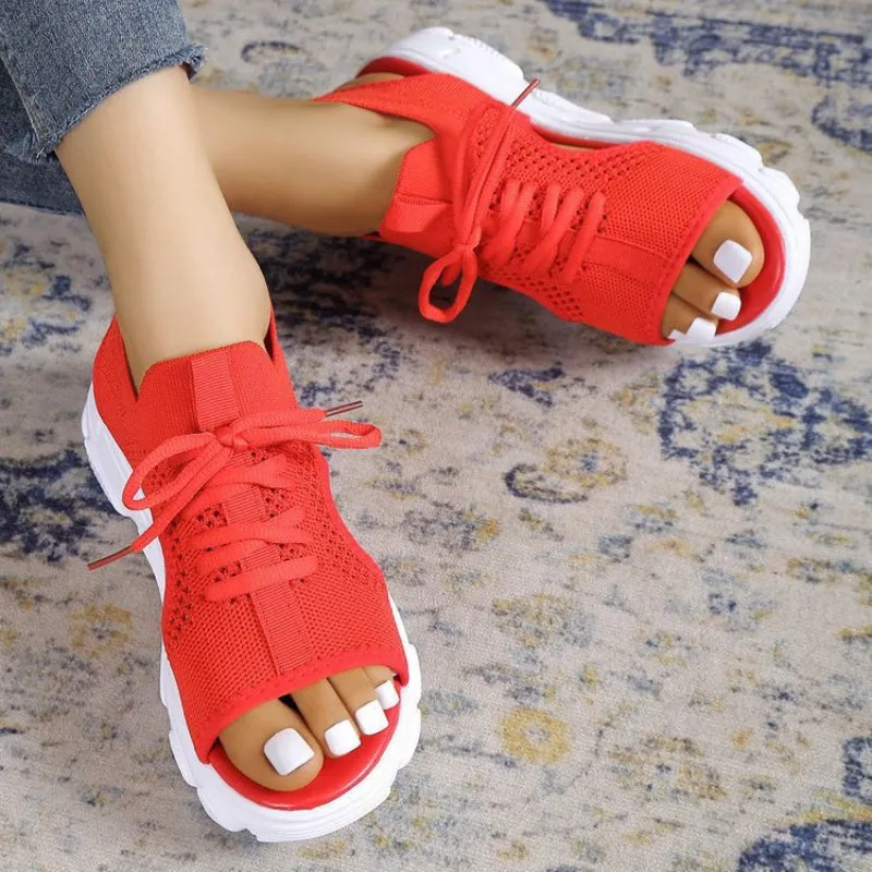Casual Bandage Hollowed Out Patchwork Fish Mouth Comfortable Out Door Shoes(4 Colors)