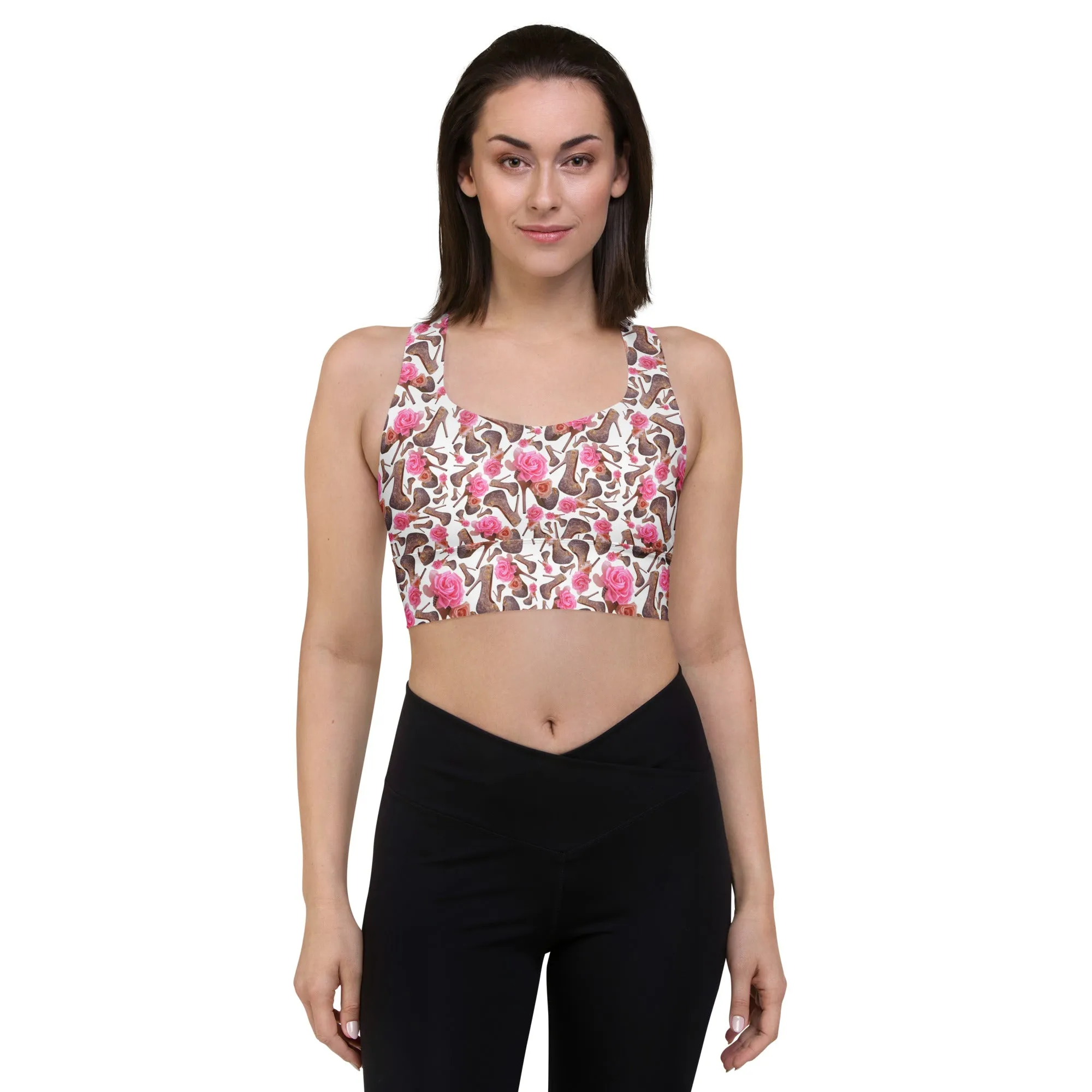 Dreamy Longline sports bra 'Rose pink flower'