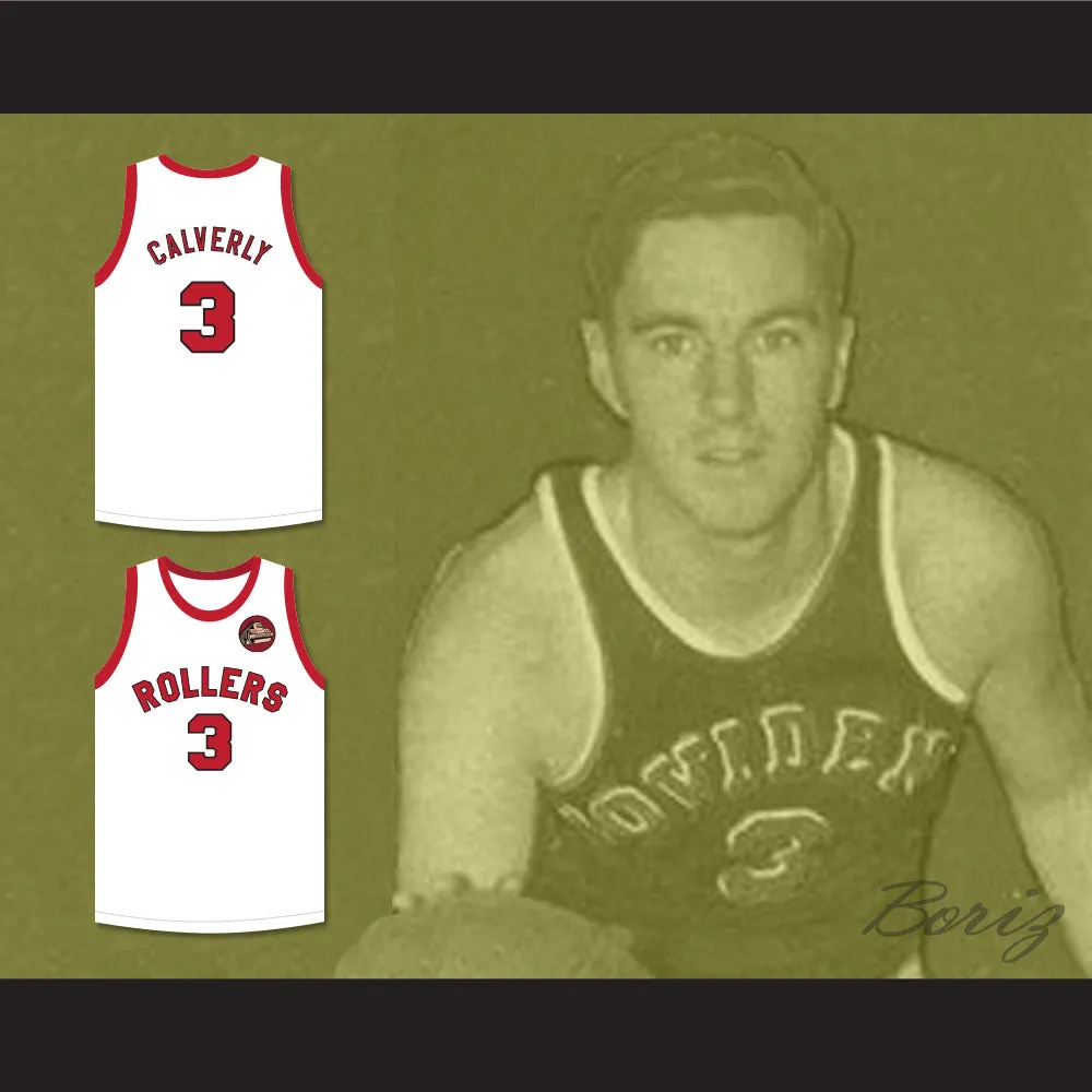 Ernie Calverley 3 Providence Steamrollers White Basketball Jersey with Patch 2