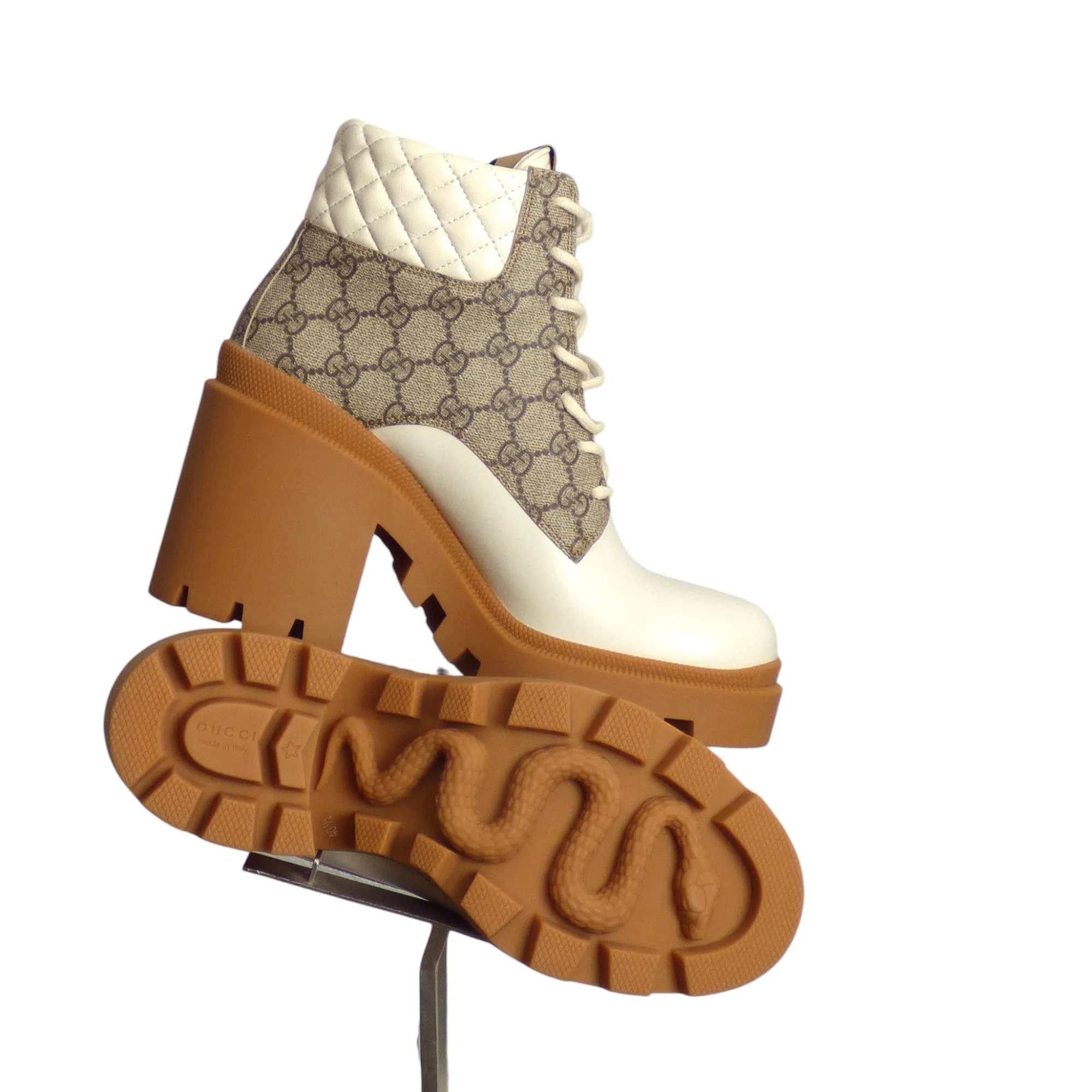 GUCCI- NIB Supreme Print Hiking Boots, Size 40.5