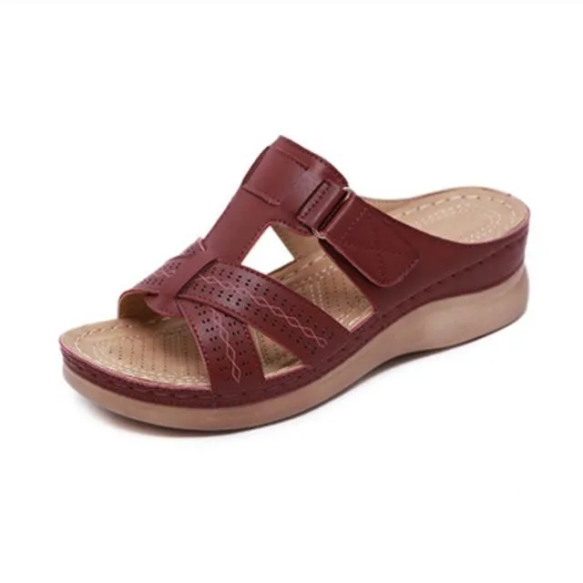 Ladies Summer Comfortable Retro Low Heel Sandals