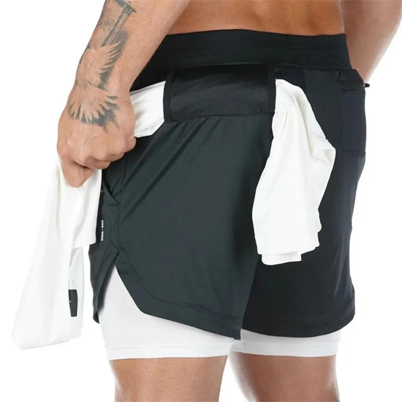 Mens 2 in 1 Quick Dry Running Shorts