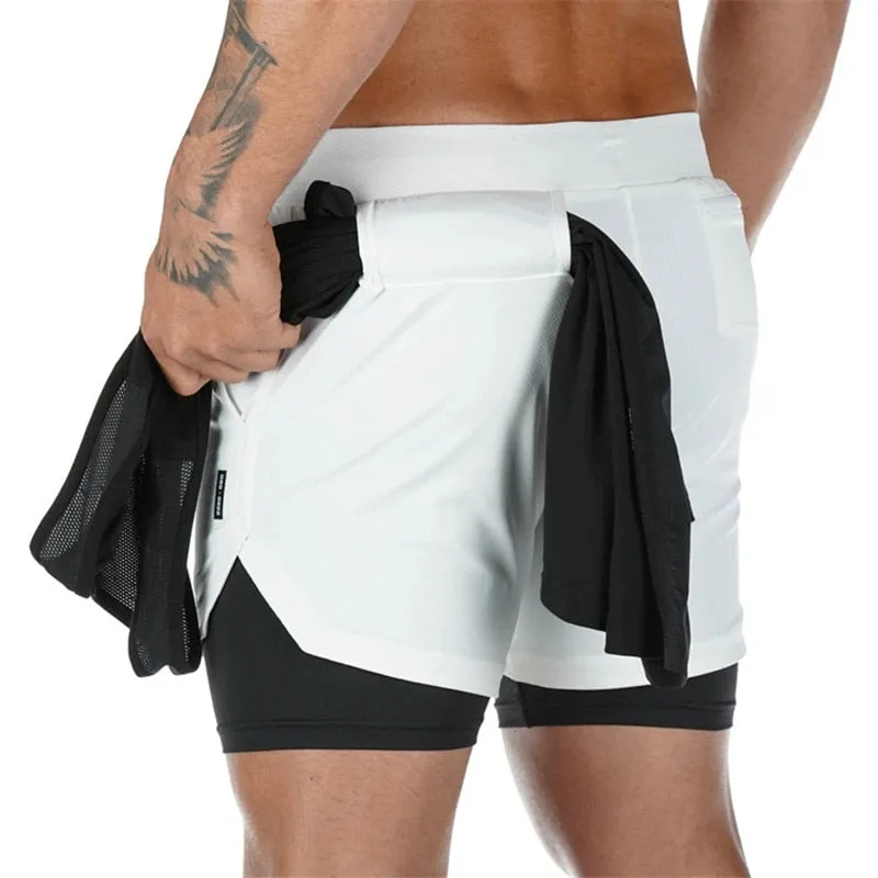 Mens 2 in 1 Quick Dry Running Shorts
