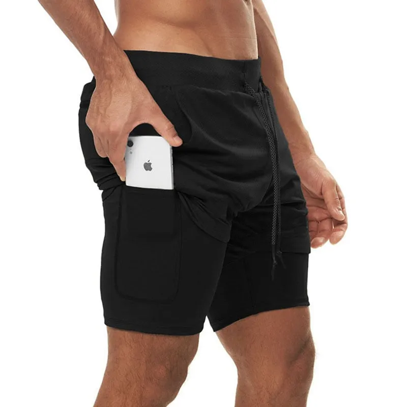 Mens 2 in 1 Quick Dry Running Shorts