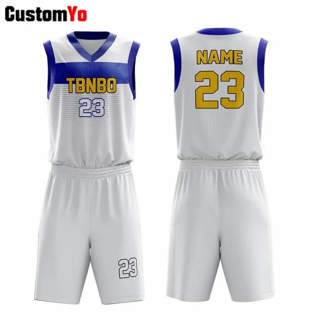 White Color Basketball Sublimation Jersey Professional Team Basketball Uniforms Accept Reversible Customized