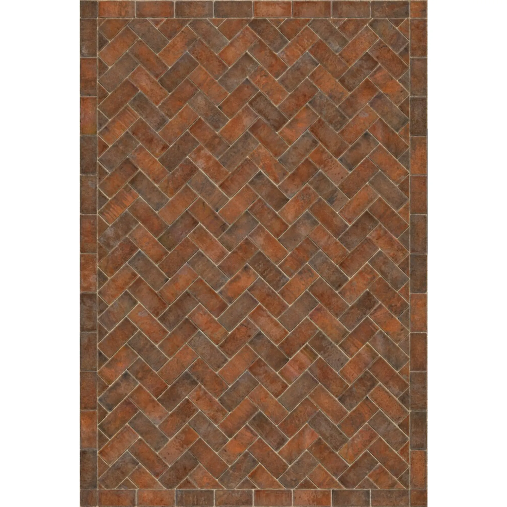 Williamsburg Brick Herringbone "Trip To Market Square" Vinyl Floorcloth - Spicher & Co.